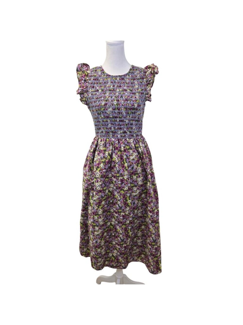English Factory Floral Smocked Midi Dress Size XS